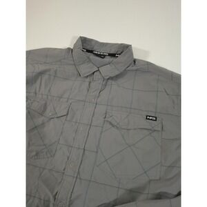 NRS Shirt Mens XL Gray Check UPF 50 Lightweight Long Sleeve Fishing Button Up